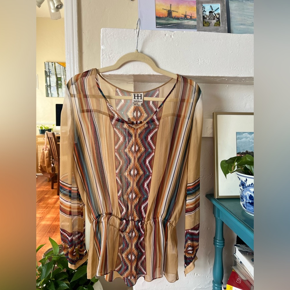 Haute Hippie 100% Silk Boho Chic Top/Tunic - Like NEW- XS